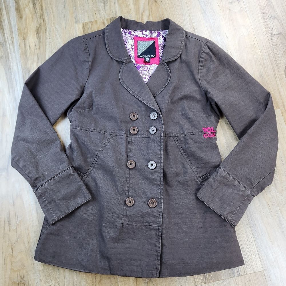 ☔️💜Volcom Brown Double Breasted Utility Jacket Medium